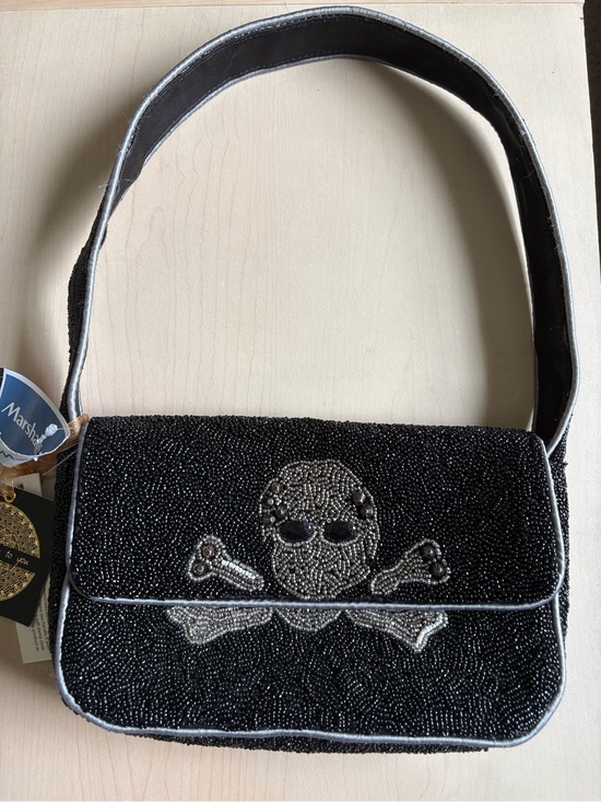 made in India Handbags - Beaded Black Skull & Crossbones Shoulder Bag